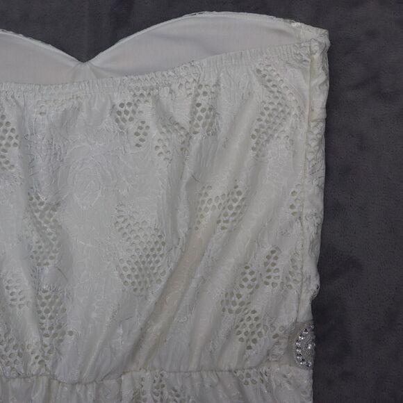 Jacaranda Jumpsuits Womens L White Strapless Floral Print Sweetheart Pullover - Picture 15 of 16